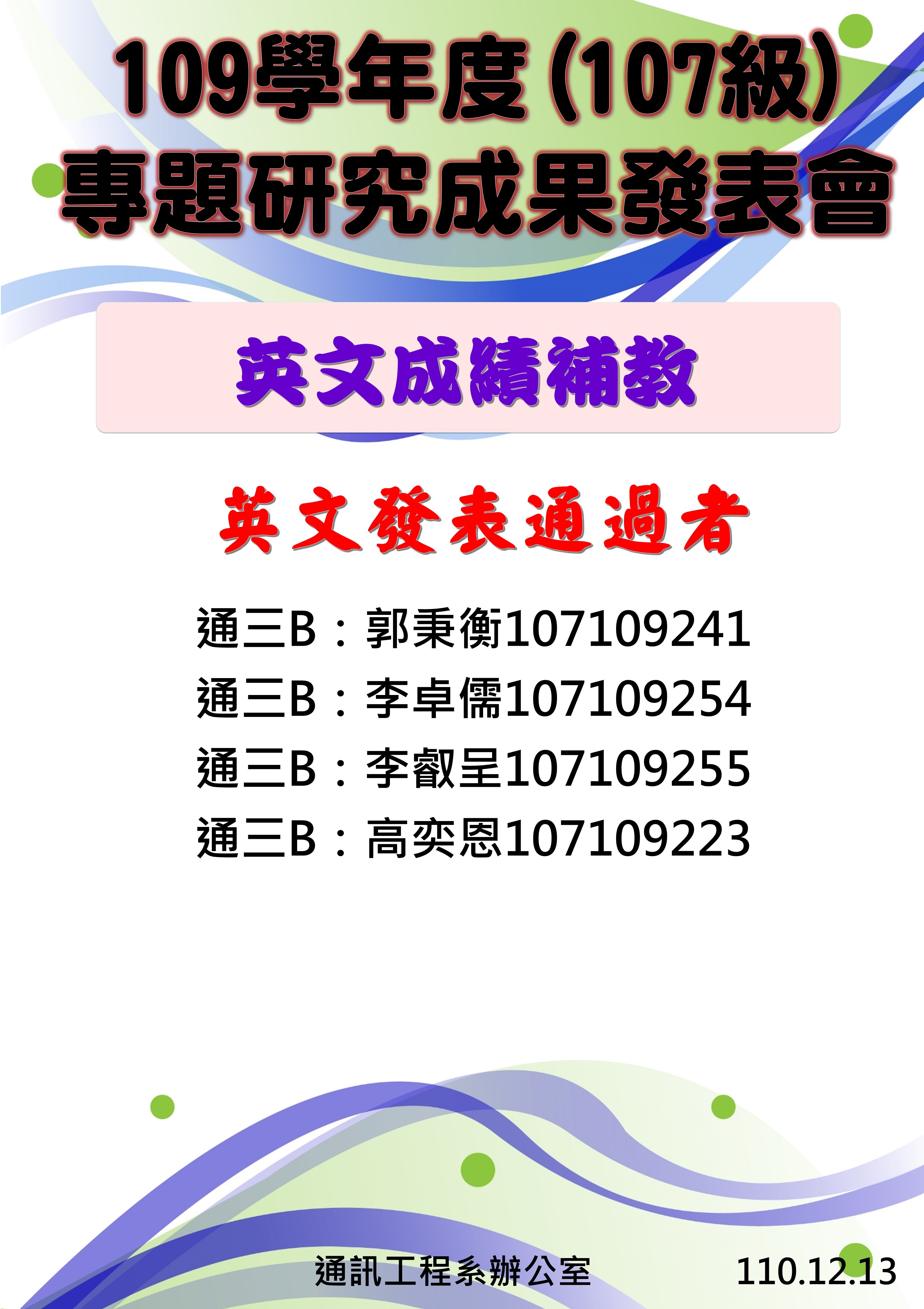 英文補救通過名單